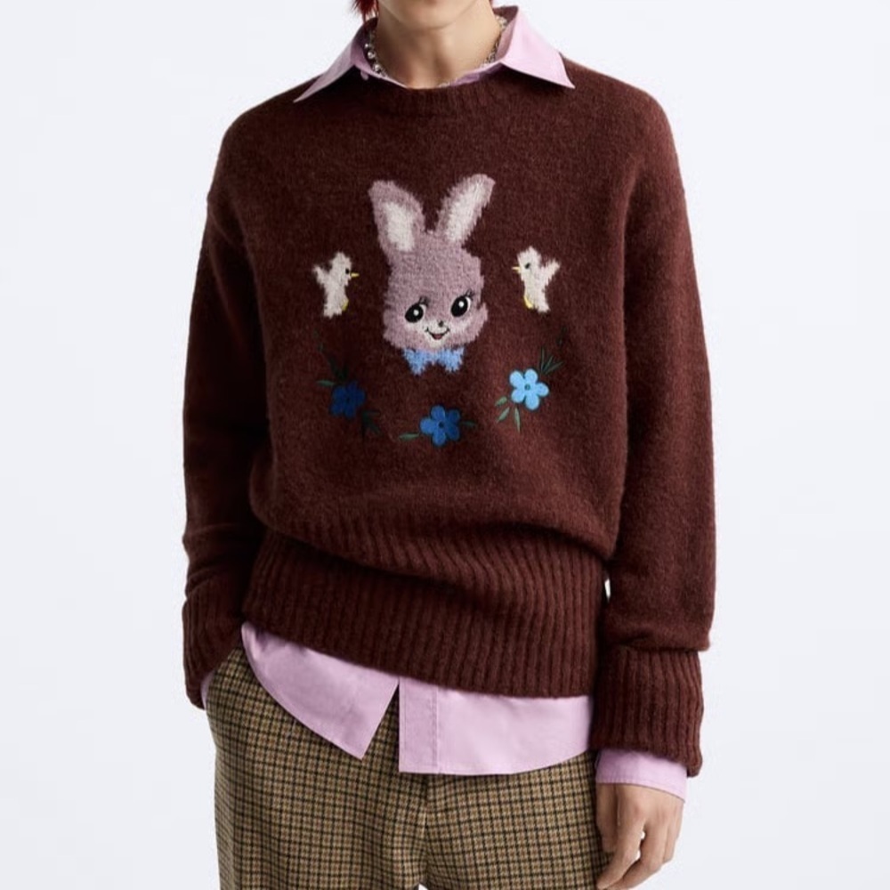 ZARA x HARRY LAMBERT Rabbit Intarsia Sweater